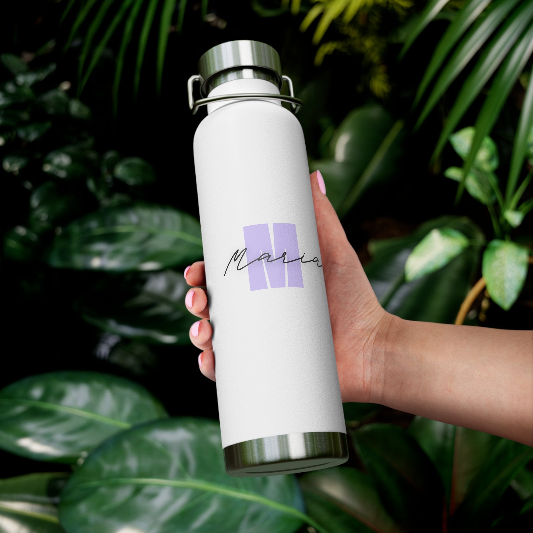 22oz Vacuum Insulated Water Bottle — Personalized Lavender Initial & Script Name